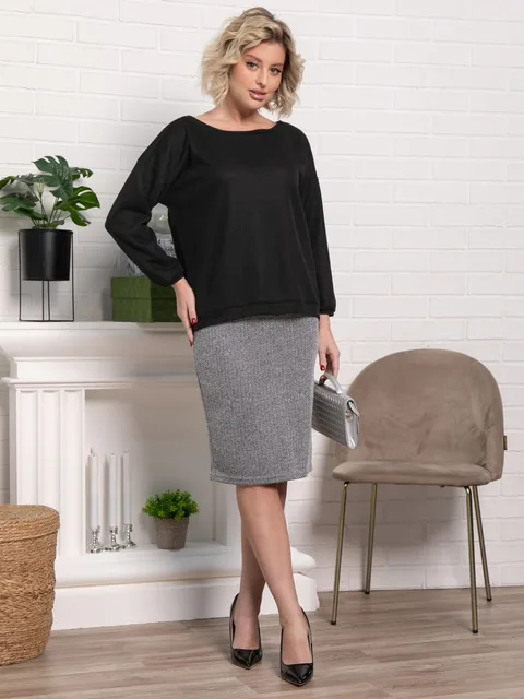 Костюм с юбкой Совершенство форм (черно-серый) К15292-10М