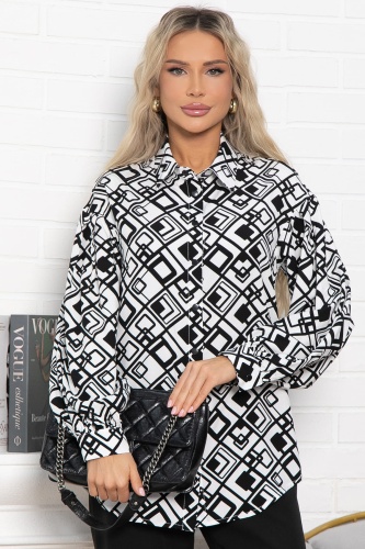 Блуза хлопковая Танец линий (черно-белая)