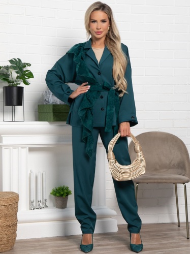 Костюм брючный Стилизация (изумруд)