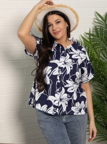 Блуза Флорал (синяя)