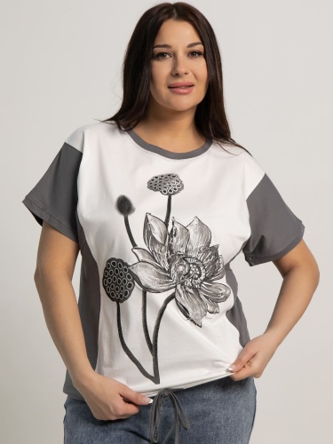 Блуза Нимфея (бело-серая)