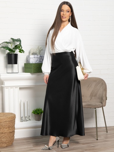 Юбка атласная Эвелин (черная)