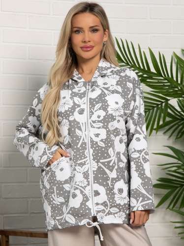 Жакет летний Фловерс (серо-белый)