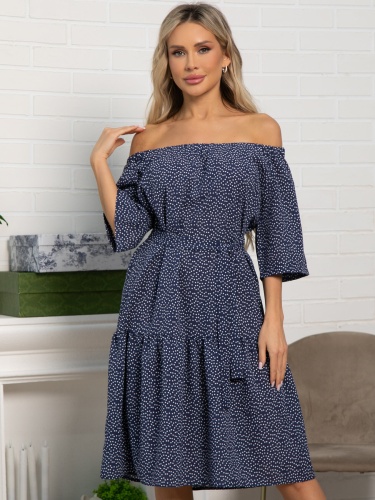 Платье с поясом Дафна (синее)