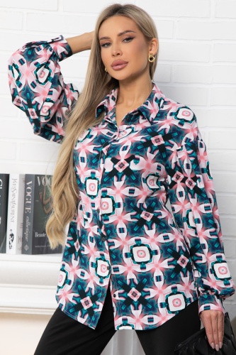 Блуза хлопковая Танец линий (зеленая)