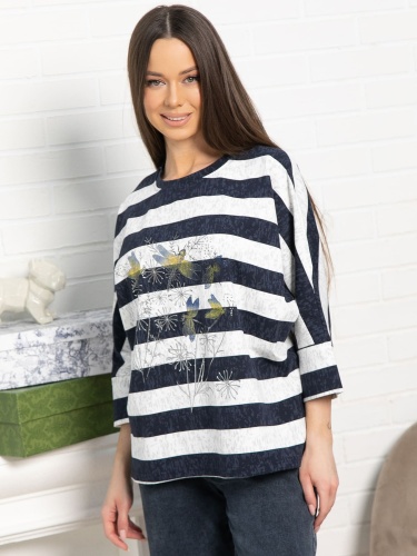 Блуза Серебряный полет (бело-синяя)