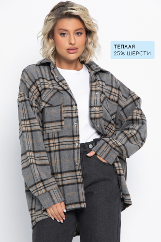 Пальто-рубашка Хармони (серо-бежевая)