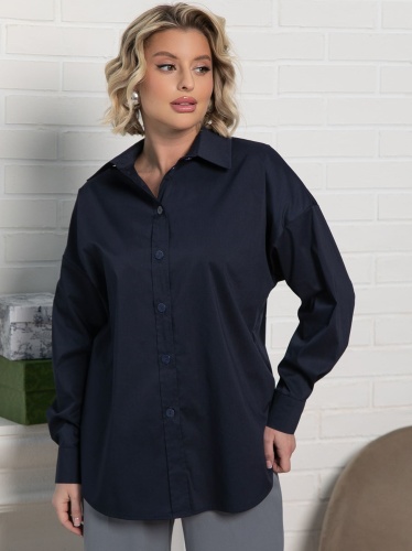 Рубашка хлопковая Рина (темно-синяя)