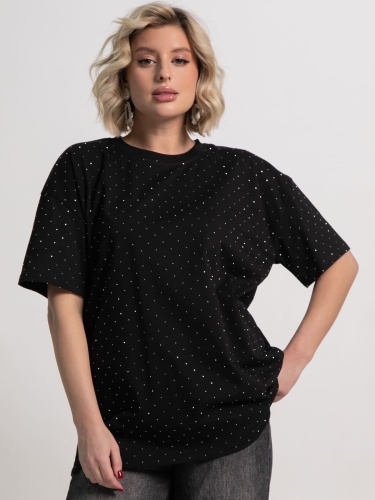 Футболка Ия (черная/стразы)