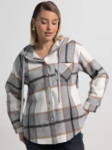 Рубашка теплая с капюшоном Олиссия (серая)