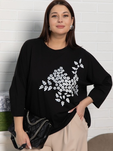 Блуза Ромашка (черная)