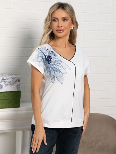 Блуза Капли росы (бело-голубая)