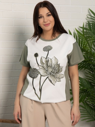 Блуза Нимфея (бело-зеленая)