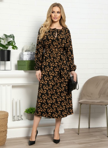 Платье Аура с поясом (черное)