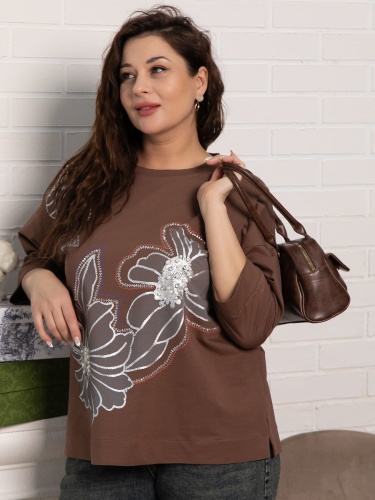 Блуза Цветочная рапсодия (коричневая)