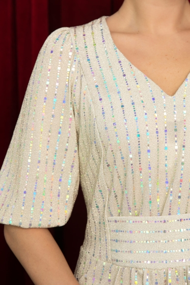 Платье праздничное Мадлен (белое золото) П14603-18М