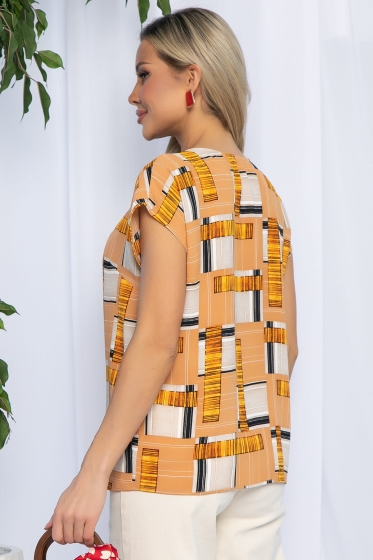 Блуза Летний сезон (бежевый мультиколор) Б13151-44М