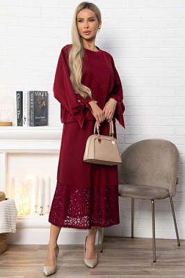 Юбка с кружевом Элегия (бордо) Ю14912-10М