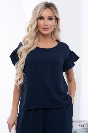 Блуза "Городской шик" (темно-синяя) Б7047