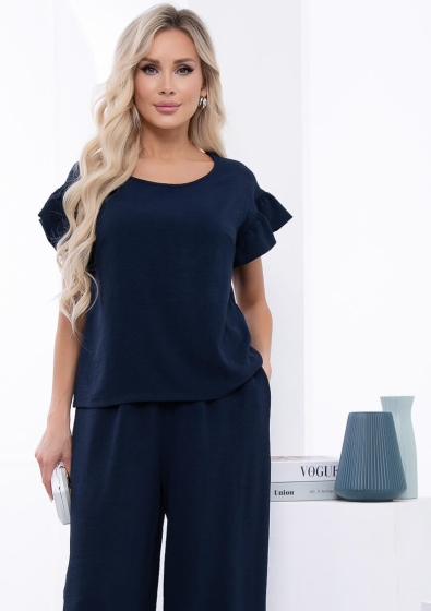 Блуза "Городской шик" (темно-синяя) Б7047